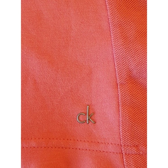 Calvin Klein Mens Body Fit Polo Golf Shirt Size Medium Logo Orange Spring Collar - Picture 5 of 13